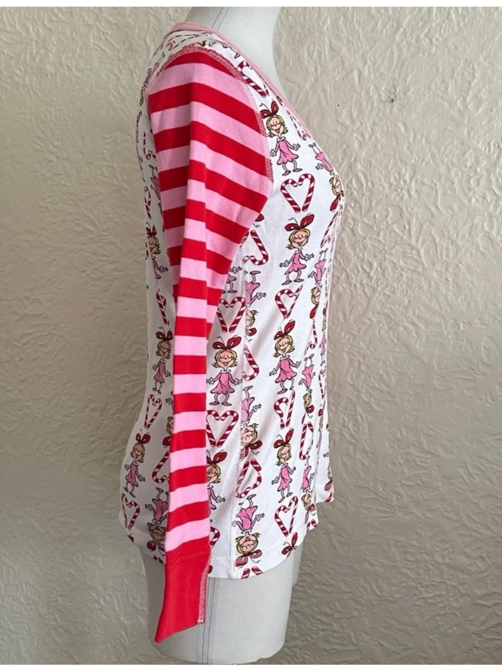 Hanna Andersson x The Grinch Cindy Lou Who Pink Red Stripe Pajama Top Medium